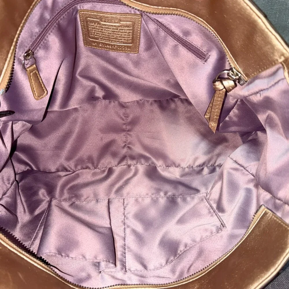 Coach Gold Tote Bag with Silk Lavender Interior ✨💜